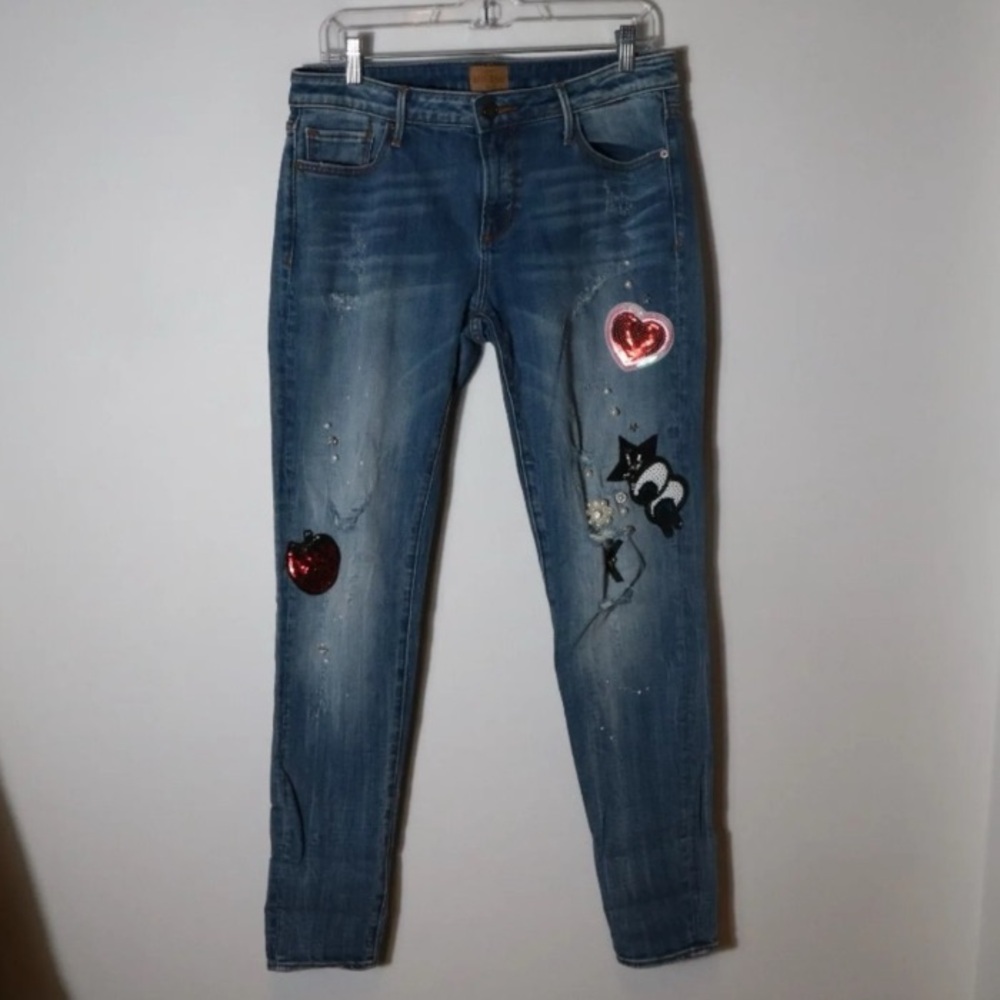 TRADE W @talljames! DRIFTWOOD BEAU SEQUIN HEART APPLE STRAWBERRY EYES JEANS 31 - Picture 4 of 8